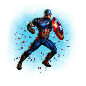 Captain America watercolour background, Captain America png clipart, super hero, instant download