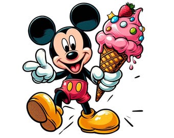 Mickey mouse png clipart, Mickey mouse ice cream, cute mickey, instant download