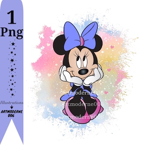 Minnie Maus Aquarell Hintergrund, Minnie Maus png Clipart, Minnie Geburtstag, sofortiger Download