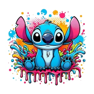 stitch png clipart, stitch splash, lilo and stitch character, instant download