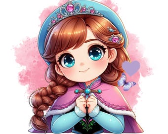 Fondo de acuarela de la princesa Ana, imágenes prediseñadas de la princesa Ana, Anna congelada, Elsa Ana, descarga instantánea