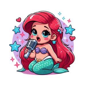 Princess ariel music, princess ariel png clipart, singer ariel, the little mermaid, instant download