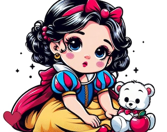 Snow white png clipart, cute snow white design, Princess snow white, Princess birthday, transparent background, instant download