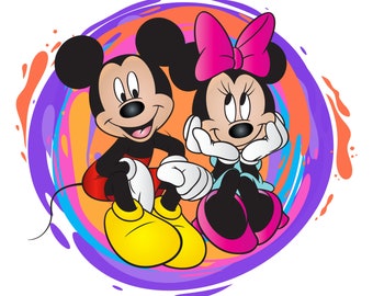 Mickey and minnie mouse watercolour background, Mickey mouse png clipart,  minnie mouse png, instant download