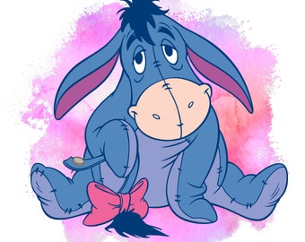 Winnie the pooh Eeyore watercolor background, eeyore png clipart, winnie the pooh png, instant download