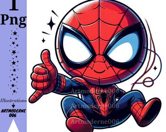 Spiderman png clipart, cute spiderman image, super hero, little spiderman,  instant download