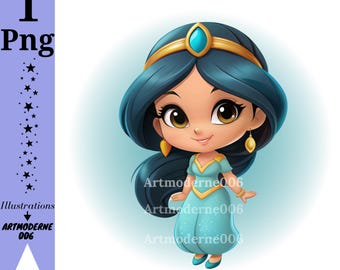 Princess jasmine png clipart,  Aladdin Princess, cute jasmine png, instant download