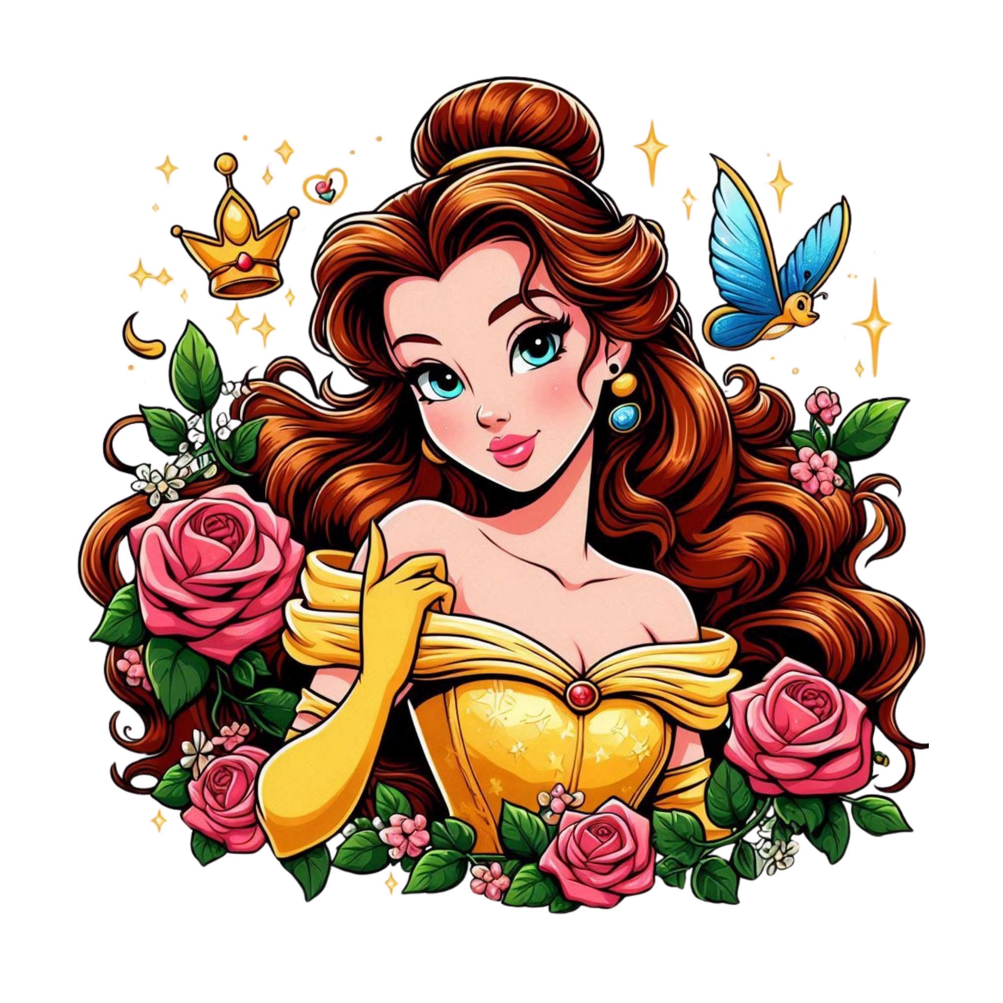 Clipart PNG da Princesa Bela, desenho de flor da Princesa Bela, A Bela ...