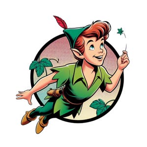 Peter pan png clipart, Peter pan design rotondo, sfondo trasparente, download immediato
