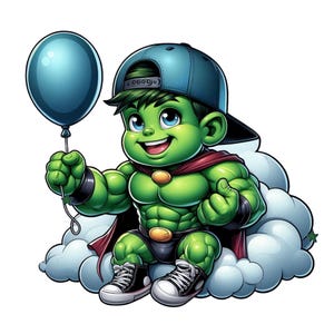 Hulk png Clipart, süßes Hulk Bild, Superheld, kleiner Hulk, sofort Download