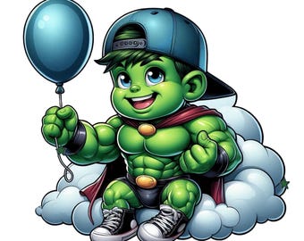 Hulk png Clipart, süßes Hulk Bild, Superheld, kleiner Hulk, sofort Download