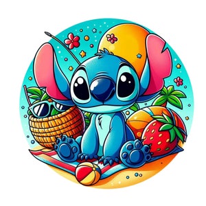 stitch summer design, stitch png clipart, cute stitch holiday, lilo and stitch character, instant download