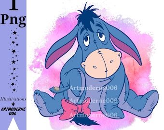 Winnie the pooh Eeyore watercolor background, eeyore png clipart, winnie the pooh png, instant download