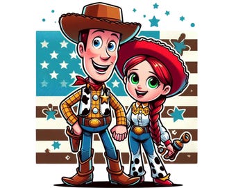sheriff woody and jessie png clipart, toy story characters, sheriff woody png, jessie png, instant download