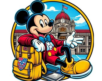 Mickey mouse student design, Mickey mouse png clipart, Mickey mouse high school, instant download