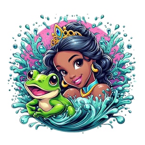 Princess tiana and the frog png clipart, Princess tiana splash design, the Princess and the frog, instant download