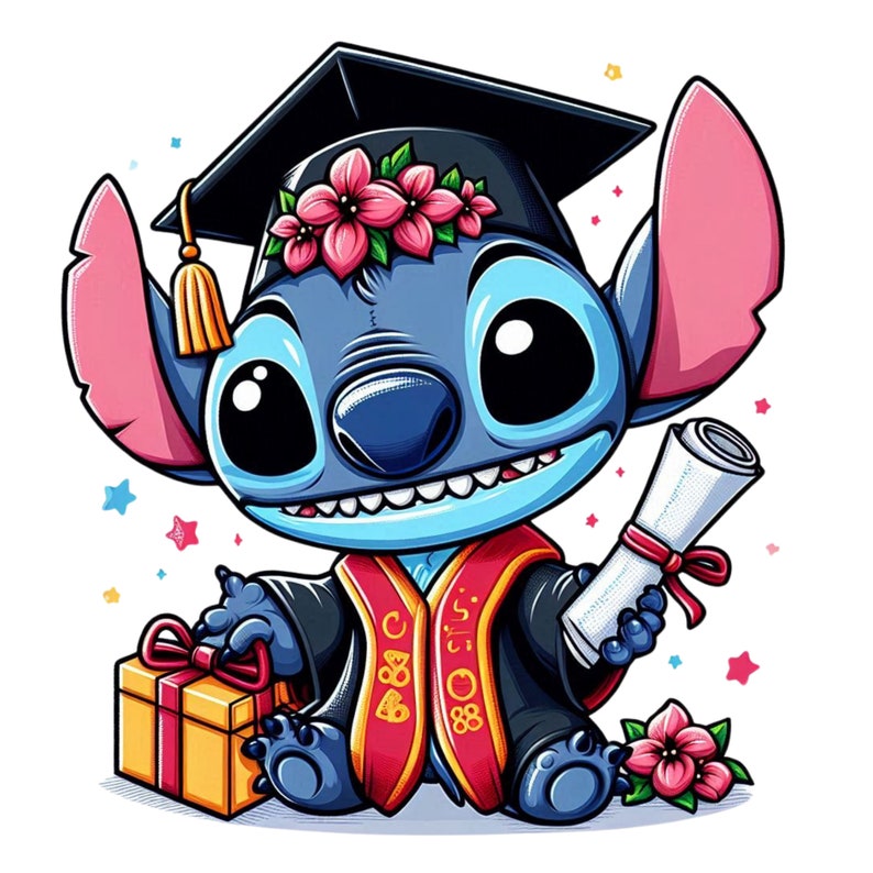 Stitch Graduation Design, Stitch Png Clipart, Stitch School Graduate, Lilo and Stitch Character