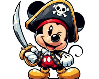Mickey mouse pirate design,  Mickey mouse png clipart, cute mickey mouse image, instant download