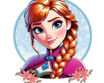 Princess anna png clipart, frozen princess anna, frozen png, Princess anna flower design, instant download