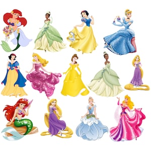 Princess png bundle, All Princess png clipart set, Princess package, Tiana, Aurora, Ariel, Snow white, Rapunzel, Cinderella, Belle
