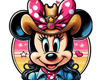 minnie mouse png clipart, minnie mouse cowgirl, cute minnie mouse, instant download