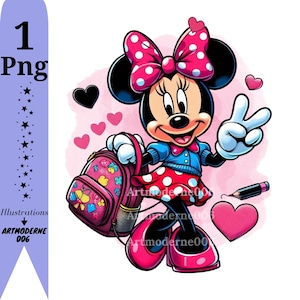 Minnie mouse student design, minnie mouse png clipart, minnie school, minnie love, instant download image 1