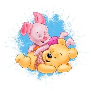 Winnie the pooh watercolor background, baby winnie the pooh png, piglet png, winnie the pooh, instant download