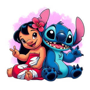 clipart png lilo and stitch, fond aquarelle, stitch png, lilo png, point mignon, meilleurs amis, téléchargement immédiat