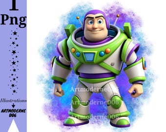 Fondo de acuarela de Buzz Lightyear, imágenes prediseñadas PNG de Buzz Lightyear, imágenes PNG de Toy Story, descarga instantánea
