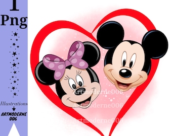 Mickey mouse and minnie mouse png clipart, Mickey love, minnie mouse png, instant download