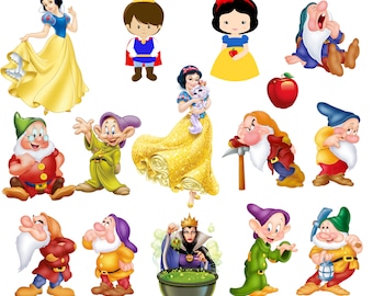 Snow white and seven dwarfs png bundle, snow white png clipart, seven dwarfs png clipart, Evil Queen, instant download