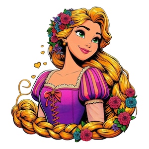 rapunzel png clipart, rapunzel flower design, Princess rapunzel, tangled png, instant download