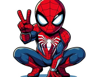 Spiderman png clipart, spiderman victory design, super hero, cute spiderman,  instant download