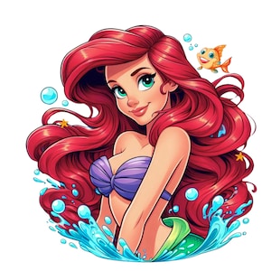 The little mermaid png clipart, Princess ariel cute image, Princess ariel png, ariel png, instant download