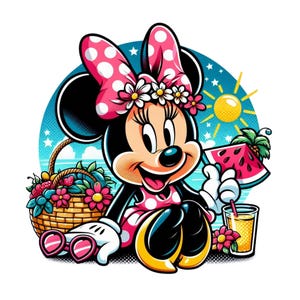 minnie mouse summer,minnie mouse png clipart, minnie mouse holiday, instant download