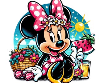 Verano de Minnie Mouse, imágenes prediseñadas de Minnie Mouse, vacaciones de Minnie Mouse, descarga instantánea