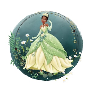 Princess tiana watercolour background,  the princess and the frog png clipart, Princess tiana png, instant download