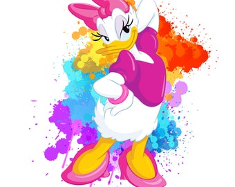 デイジーダックの水彩画の背景、デイジーダックのPNGクリップアート