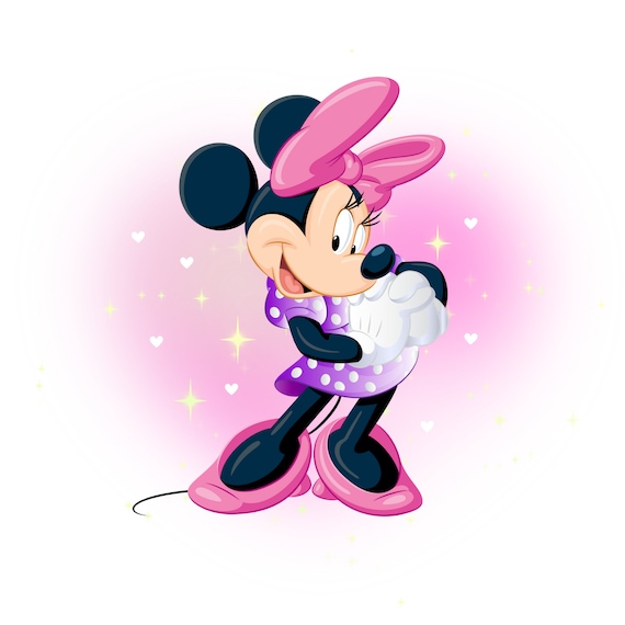 ミニーマウスの水彩画の背景、ミニーマウスのPNGクリップアート