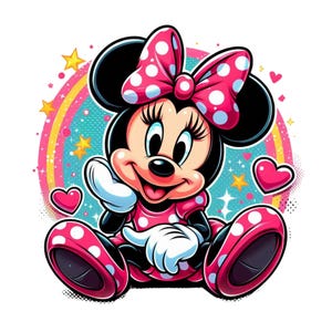 Minnie mouse coloufull, minnie mouse png clipart, Minnie mouse birthday, cute minnie mouse image instant download