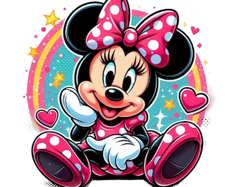Minnie mouse coloufull, minnie mouse png clipart, Minnie mouse birthday, cute minnie mouse image instant download