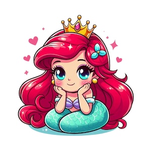 baby princess ariel, princess ariel png clipart, the little mermaid, instant download