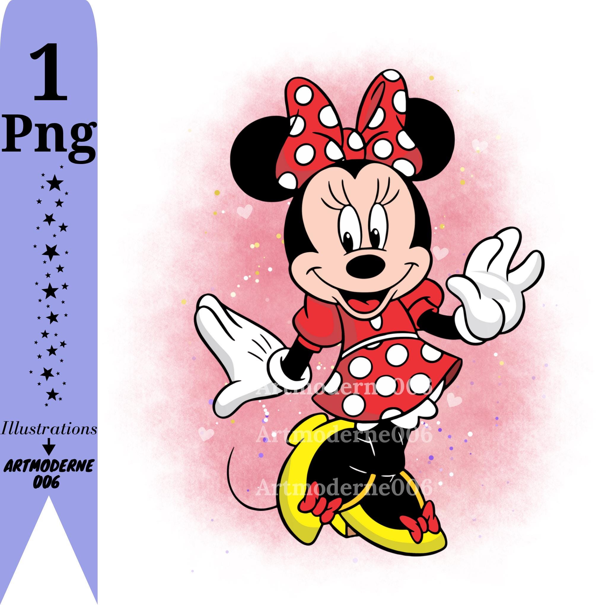 ミニーマウスの水彩画の背景、ミニーマウスのpngクリップアート