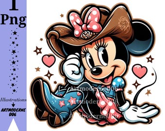 minnie mouse png clipart, minnie mouse cowgirl, cute minnie mouse, instant download