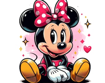 Baby minnie mouse image, minnie mouse png clipart, watercolor background, minnie love, instant download