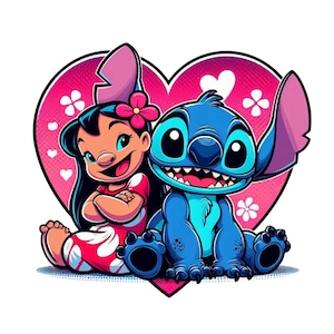 lilo and stitch png clipart, lilo and stitch love, stitch png, lilo png, cute stitch, Best friends,  instant download