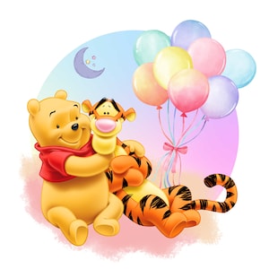 Winnie the pooh watercolor background, tigger and the poog png clipart, winnie the pooh design, instant download
