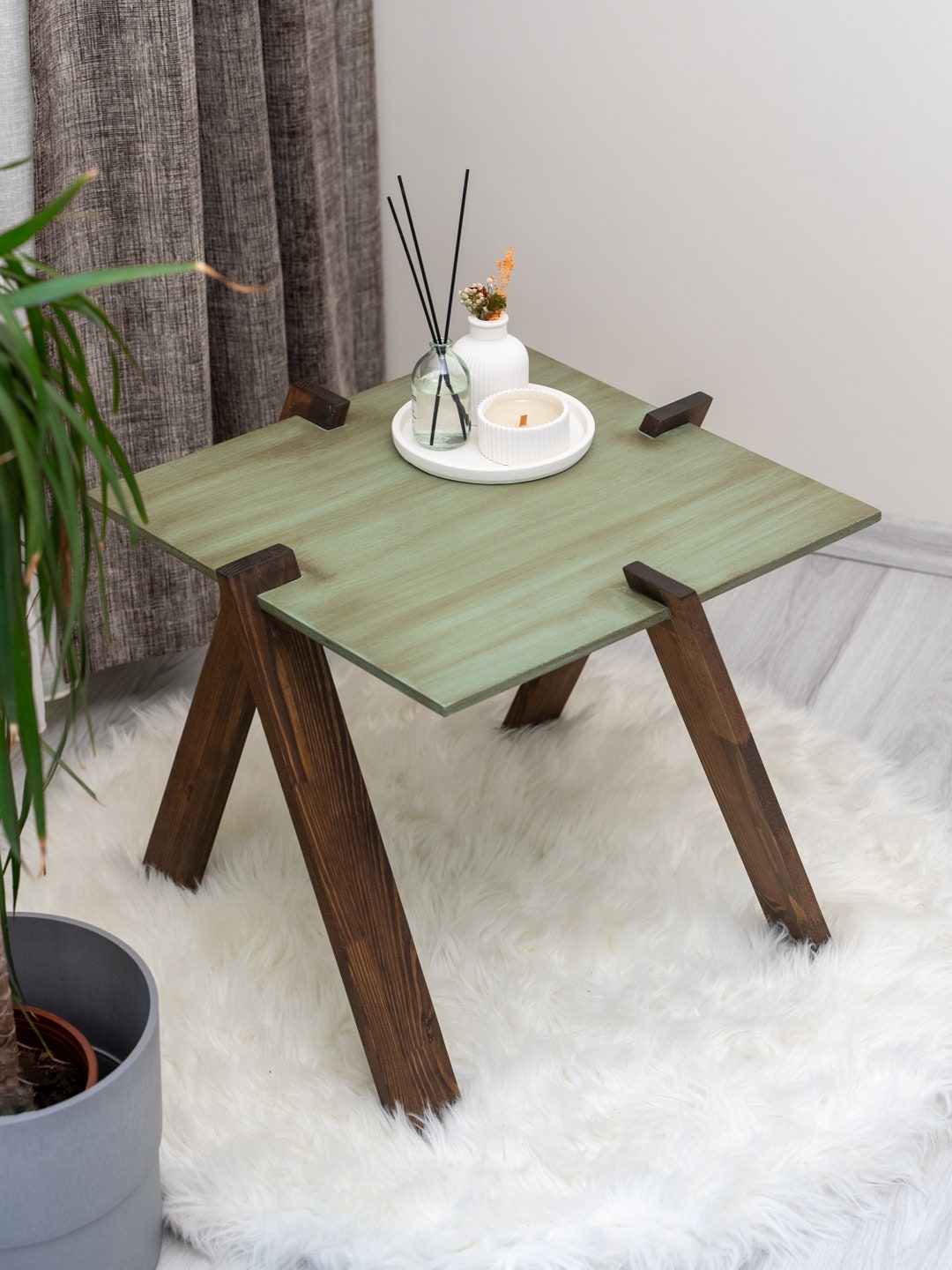 Wooden Square Coffee Table Rustic Coffee Table Farmhouse End Etsy