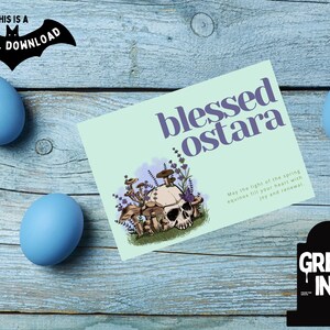 Floral Spring Equinox Ostara Greeting Card for Wiccan Witches | Printable Instant Digital Download