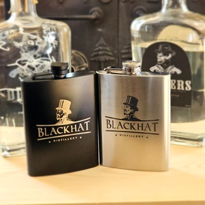 Steel 8 oz hip flask custom engraved
